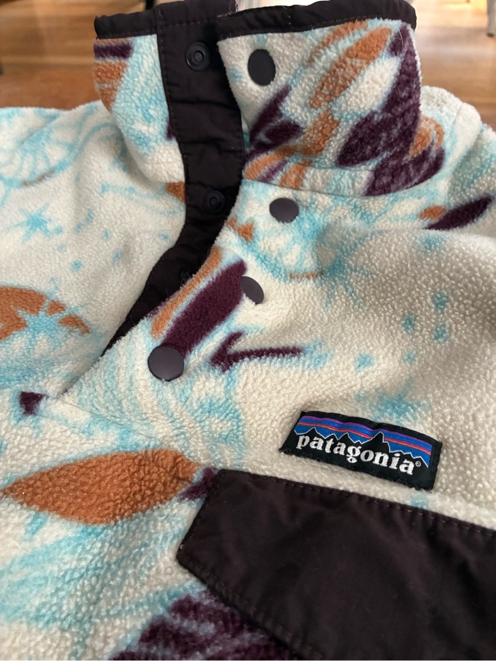 Patagonia Harvest Moon Owl T Snap Synchilla pullover in toasted white - Picture 2 of 4